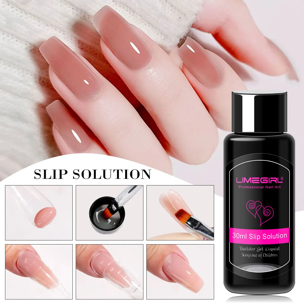 LIMEGIRL 30ML Gel ad espansione rapida Lucidatura Soluzione antiscivolo Gel Gel di estensione per nail art liquido acrilico trasparente semipermanente