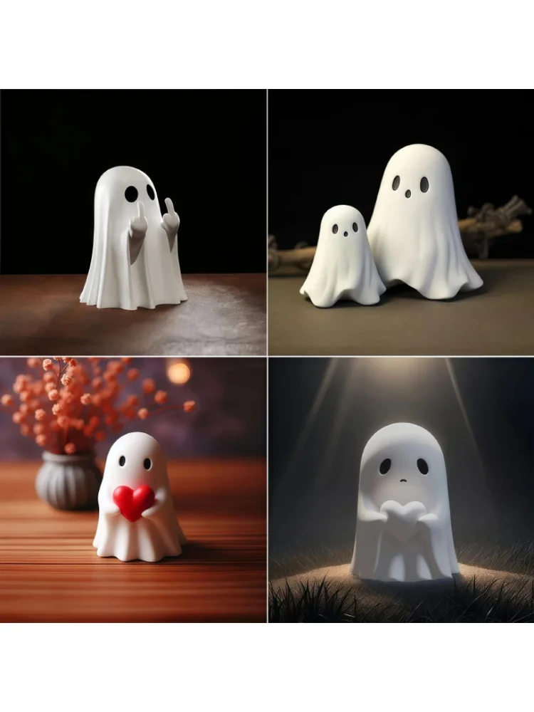 Schattig spookbeeldje met middelvinger, klein Halloween-decoratie voor thuis, middelpuntstuk voor salontafel, schattig horrorfiguur - afbeelding 2