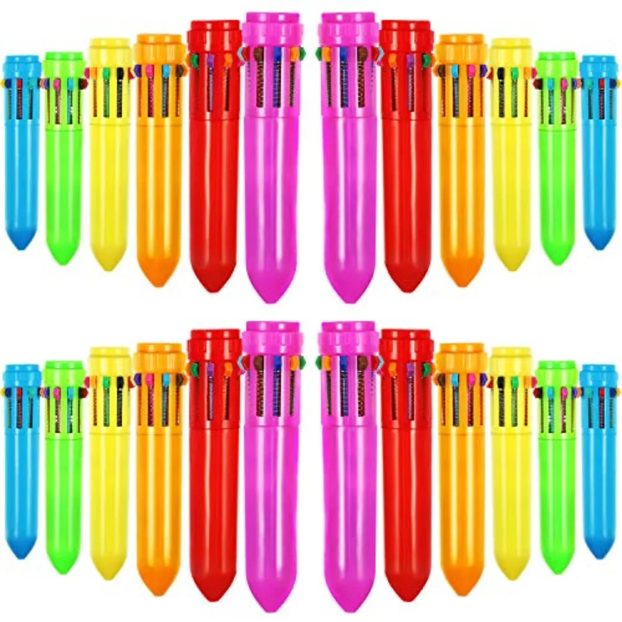 

Frienda 24 Pack Multicolor Ballpoint Pen 10-in-1 Christmas Mini Shuttle Pens Colorful Plastic Retractable Ballpoint for Christm