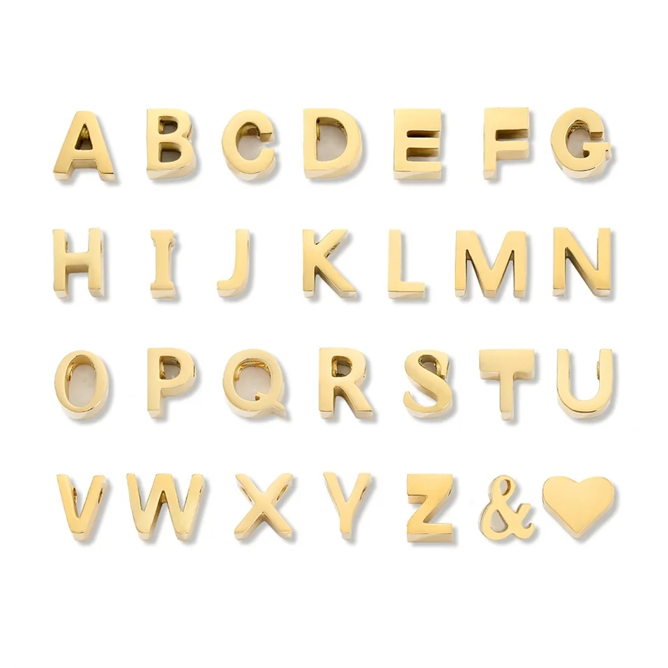 JUJIE 316L Stainless Steel Initial DIY Jewelry Pendants 26 Letters Charms Alphabet A-Z Accessories Wholesale/Dropshipping