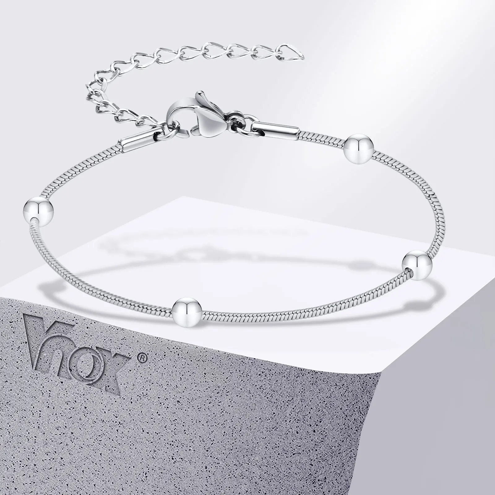 Vnox Women\'s Satellite Chain Bracelets, Never Fade Stainless Steel Snake Link Chain Wristband Simple Jewelry