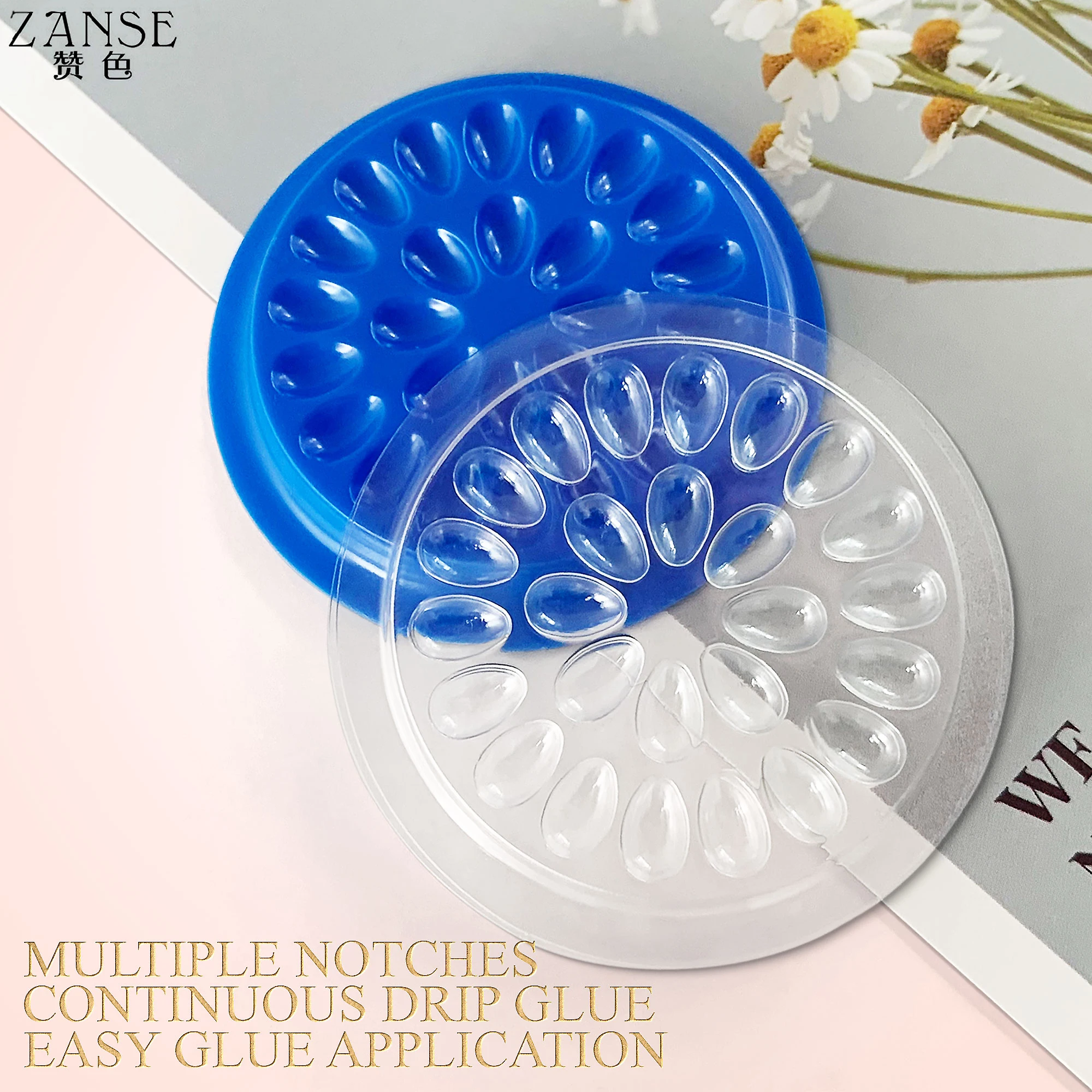 ملصق حامل رموش زهور بلاستيكي للاستعمال مرة واحدة ، لوح لاصق لاصق لإطالة رموش العين ، أدوات مكياج ، بلون رموش #3