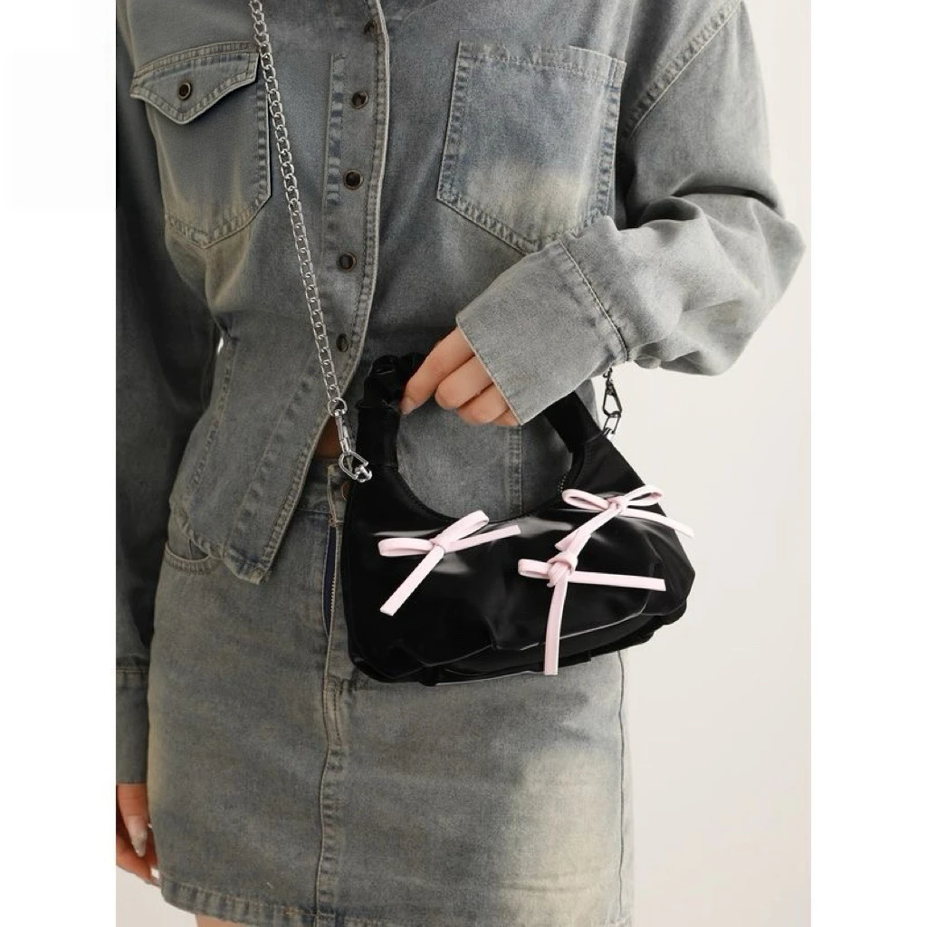 حقائب يد صغيرة لطيف القمر حقيبة Y2k القوس الشريط غائم حقيبة يد عصرية متعددة الاستخدامات ركاب سلسلة حقائب كروسبودي للنساء الأفاق #2