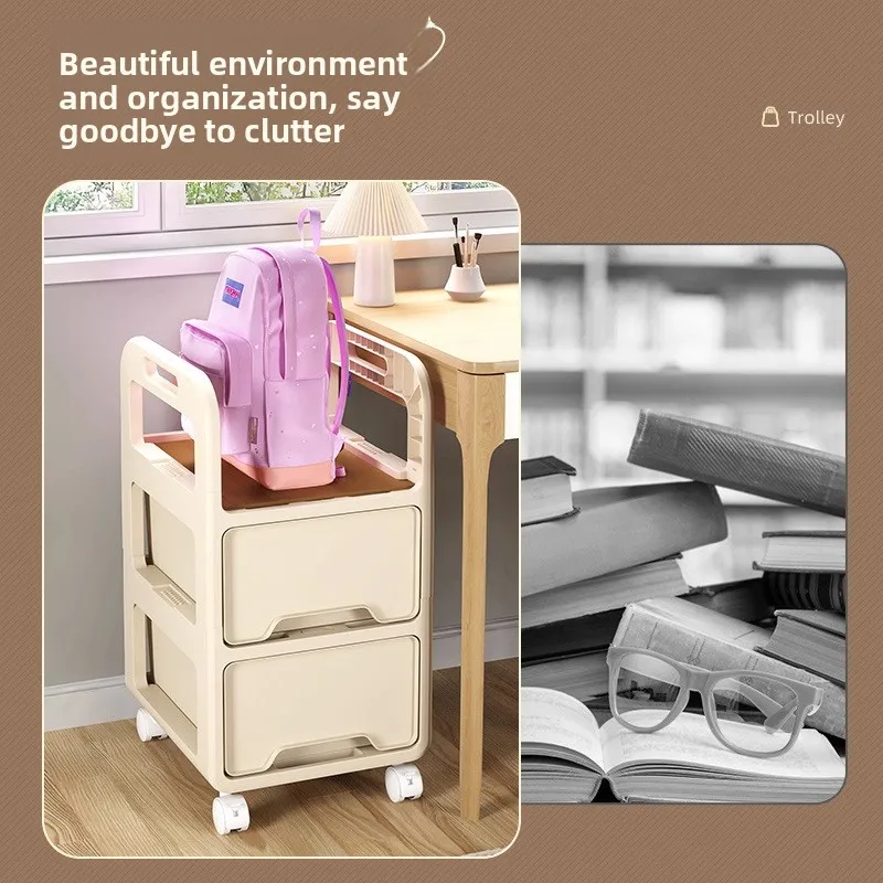 Deskside Mobile Backpack Storage Cart Bookshelf Organizer Multi Layer Home Rolling Wheels Utility Cart Removable Storage Rack