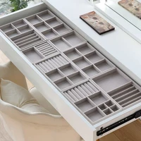 Nouvel organisateur de bijoux, plateau de rangement de bijoux en velours, présentoir d'anneaux, bracelets, colliers, boîte de rangement, vitrine, plateaux d'organisation de tiroir 4