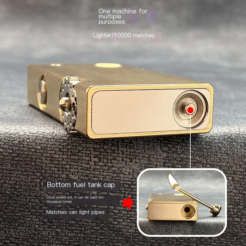 Rare Brass Fuel Lighter Semi Automatic Gasoline Cigarette Lighter Catapult Ignition Match Function Collective Kerosene Lighter