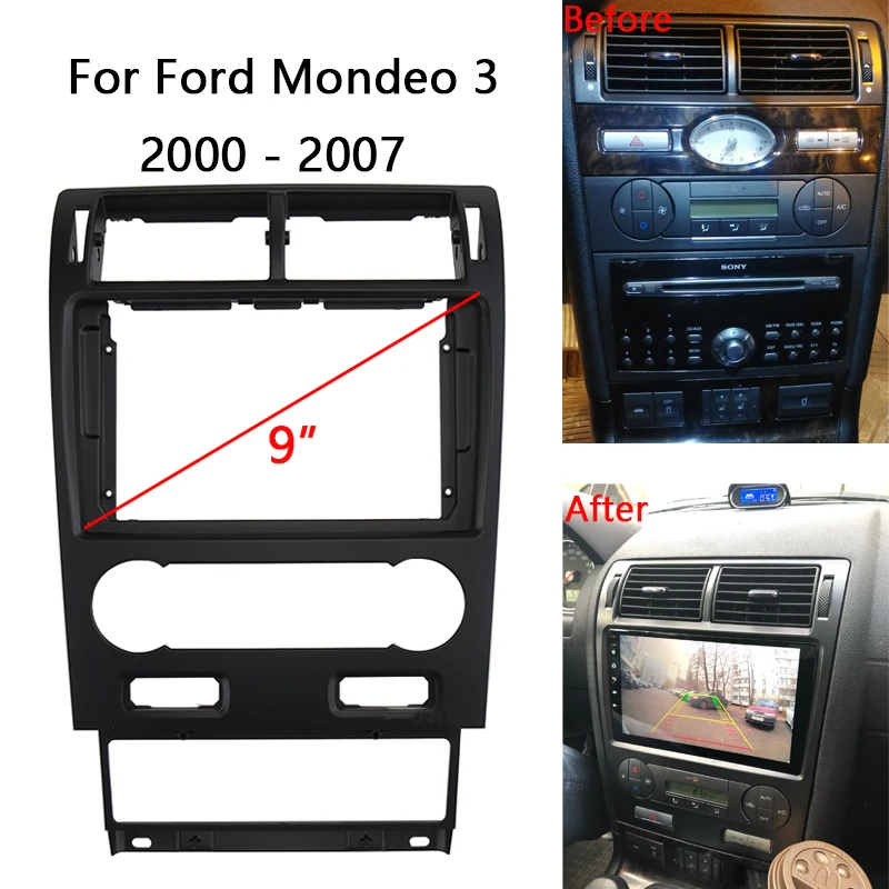 9 Inch Car Radio Fascia For FORD Mondeo 2004 2005 2006 2007 Video Player Audio Dash Panel Frame Mount Kit Trim Bezel