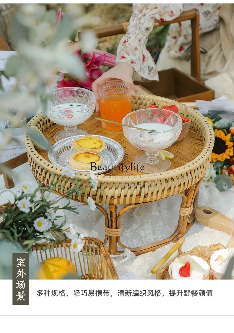 

yj32 Rattan bay window coffee table balcony low table Japanese tatami small table