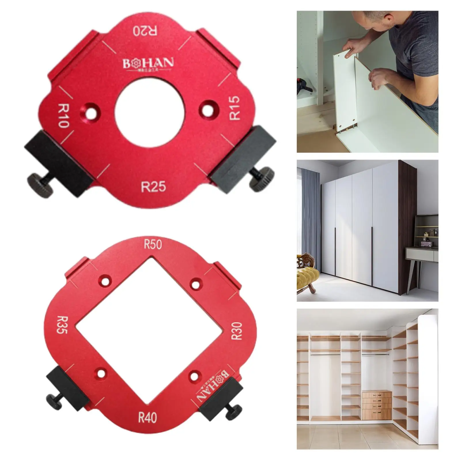 

Corner Radius Jig Router Jig, Woodworking Tool, Aluminum Alloy Corner Radius Jig