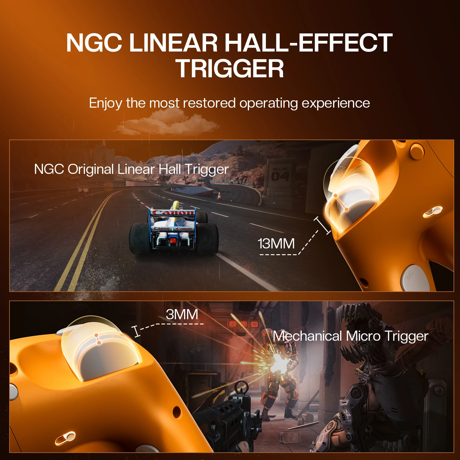 NYXI Wizard 2 TMR Special Edition Joy-pad Blanc pour Switch PC Wii NGC - Orange