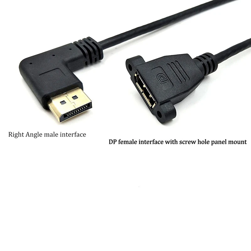 2X DP To DP Cable, 12 Inch / 30Cm Right Angle 90 Degree Displayport (DP) Male To Displayport (DP) Female