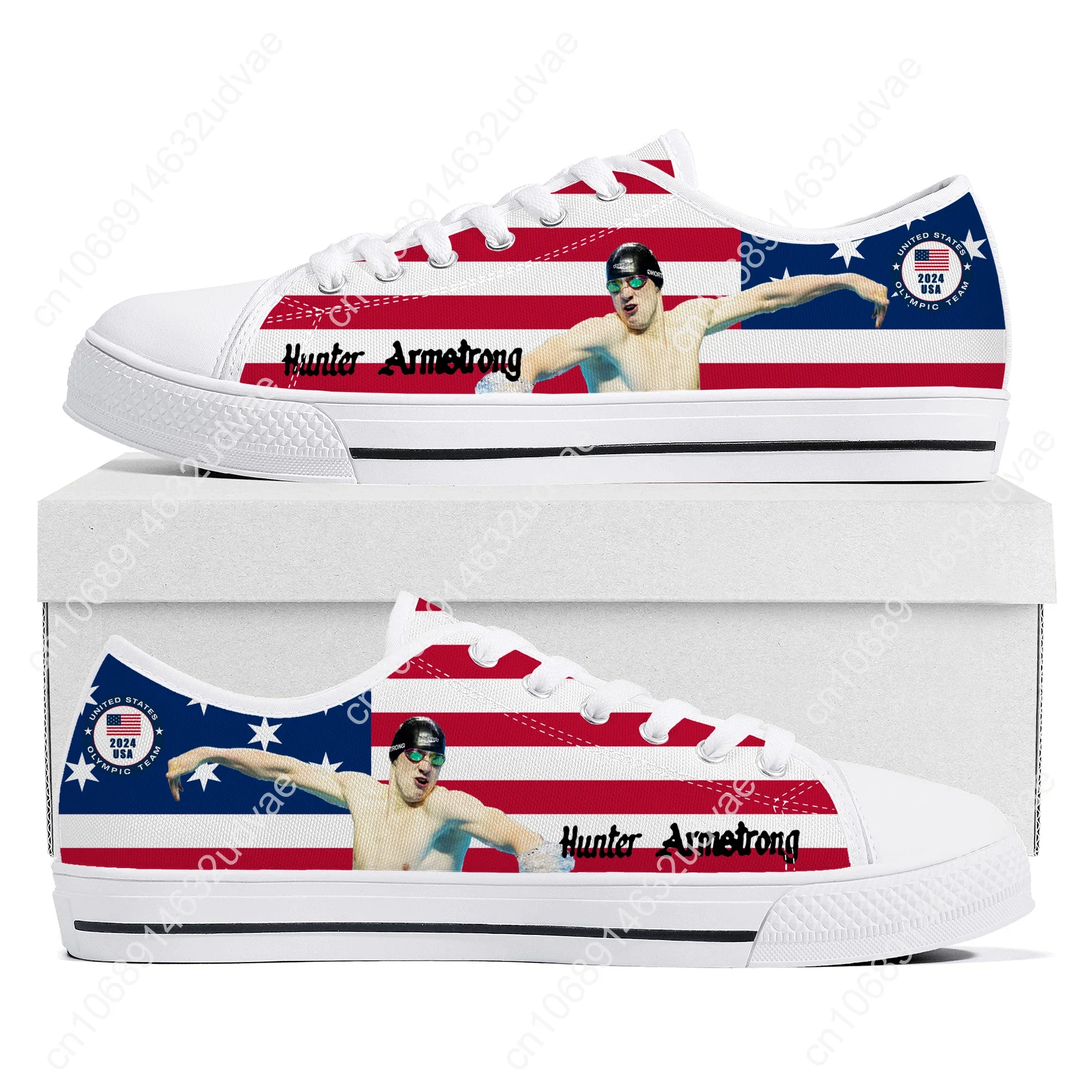 Hunter Armstrong Swimming Champion Low Top Sneakers Men Women Teenager High Quality Shoes Canvas Sneaker Couple Custom Made shoe