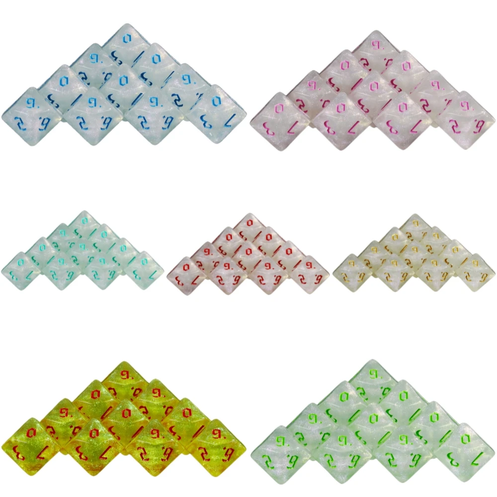 

Board Game Accessories D10 Dice Set DND 10 Sided Dice with Glitter Effect, 10pcs