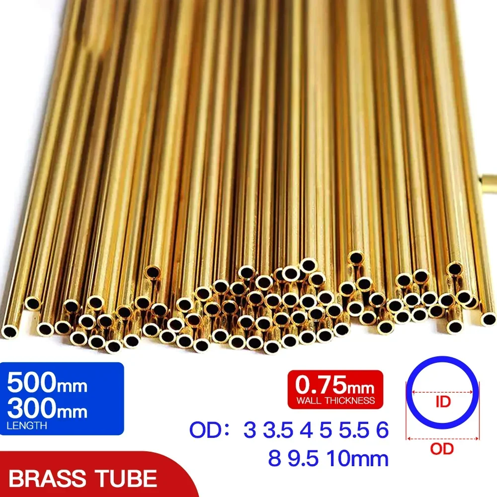 

Brass pipe 0.75mm wall thickness 3-10mm OD brass tube 300 500mm length Straight tubing copper thin-walled Small diameter DIY