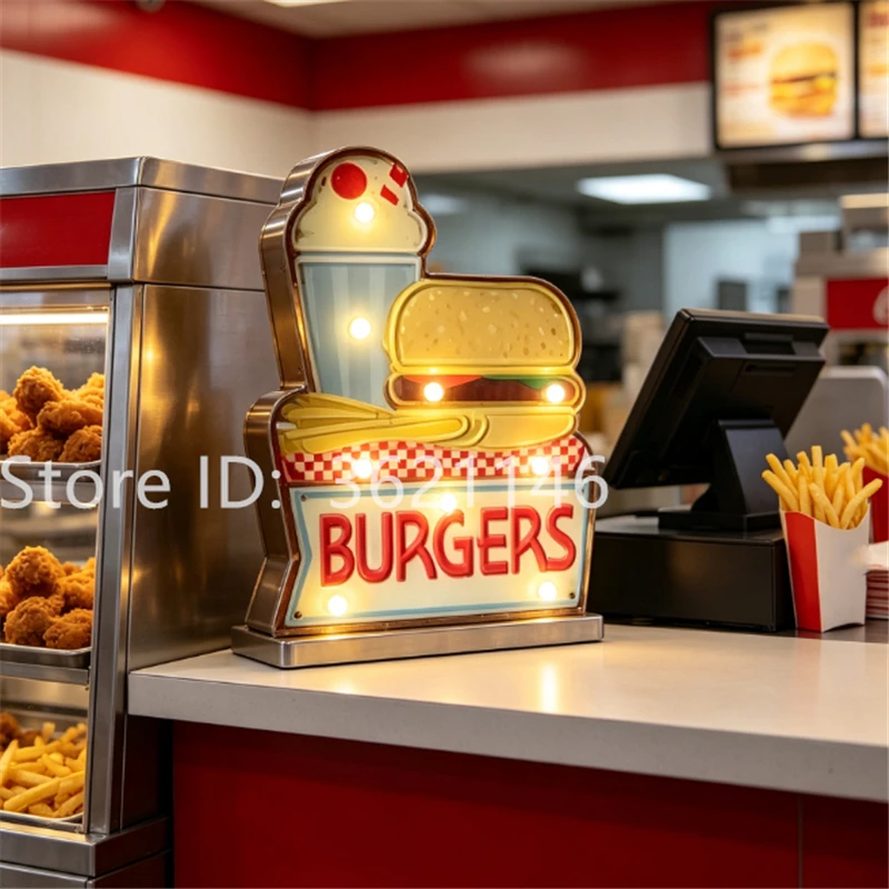 Vintage decoation Hamburger Signs Wall Decorative Painting Plaques For Pub Bar Restaurant Advertising Plate Metal Signs