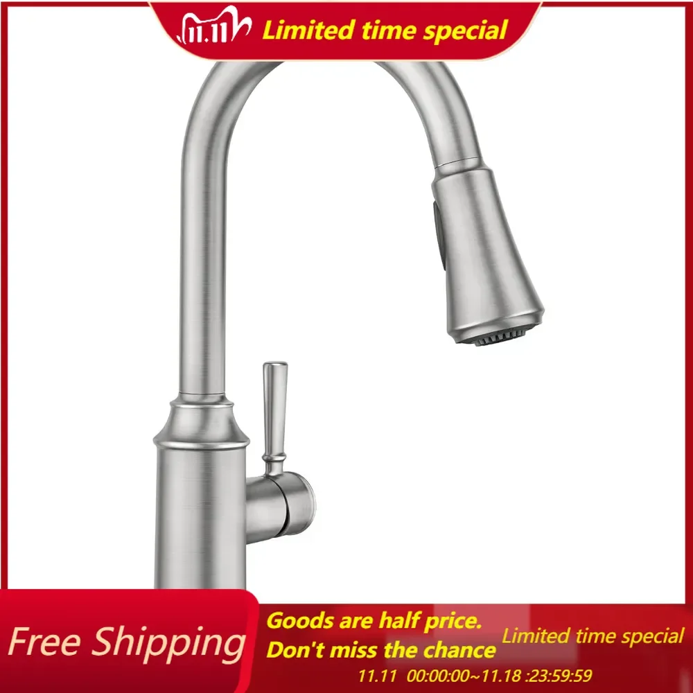 

Spot Resist Stainless One-Handle High Arc Kitchen Sink Faucet with Power Boost for a Faster Clean, Kitchen Faucet