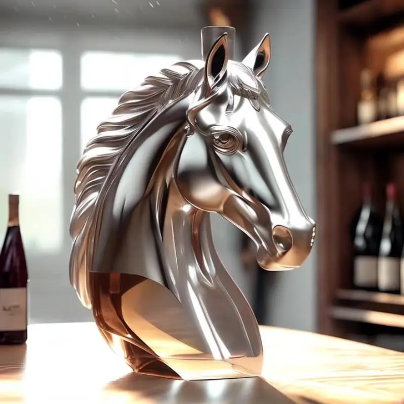 

1Pc Whiskey Bottle Engraved Horse Head Shape Glass Decanter For Whiskey Bourbon Brandy Unique Liquor Bottle Gift For Lovers