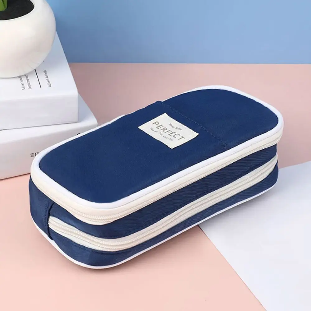 

Macaroon Kawaii Pencil Cases Retractable Large Capacity Expandable Pencil Case Double Zip Stationery Box Office Supplies
