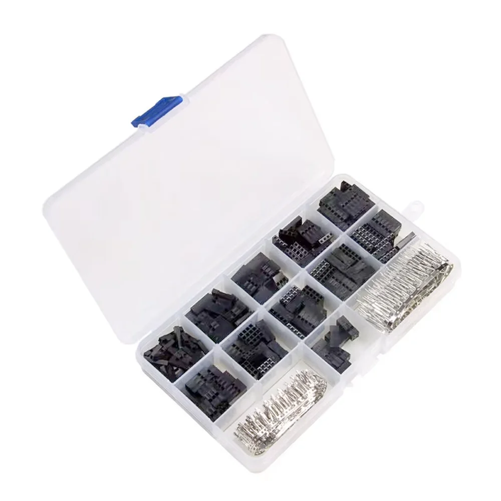 620 Pieces Dupont Crimp Pin Connector Kit 2.54mm Pitch Male Female Crimp Socket Adaptor Single Double Row Housing