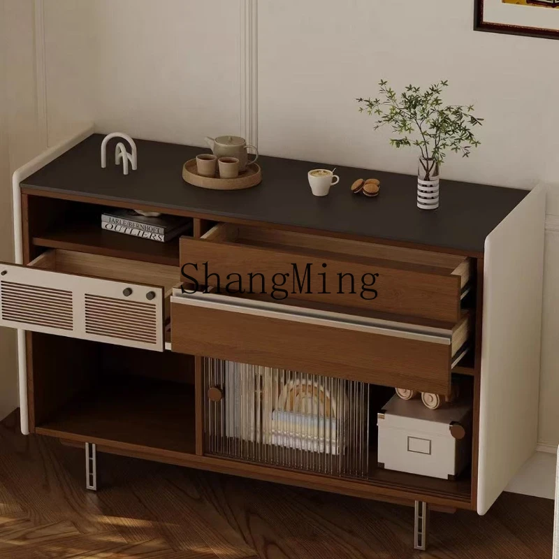 

ZYY solid wood retro locker, small apartment, side cabinet, integrated entrance cabinet for storage against the wall