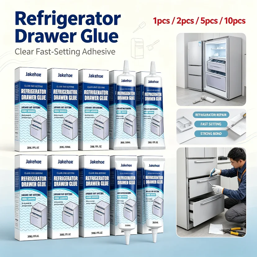 Jakehoe Refrigerator Drawer Adhesive Multi-Purpose Glue Nail-Free Convenient Firmly Adheres to the inside of the Fridge