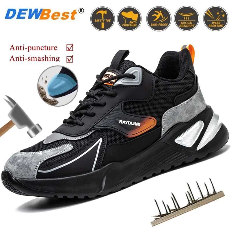 

Breathable soft protective non-slip work shoes four seasons anti-smash anti-stabbing European standard steel toe safety shoes