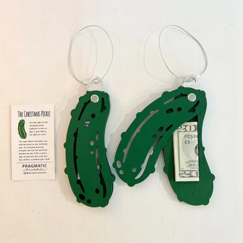 Christmas Unique Money Holders For Cash Traditional Christmas Pickle Ornament Cucumber Money Clip Christmas Tree Ornaments