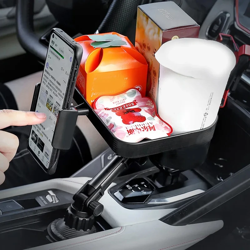 Car Cup Phone Holder Stand Mount Tray 360 Degree Rotation Table Slot Food Organized Adjustable Drink Accesories