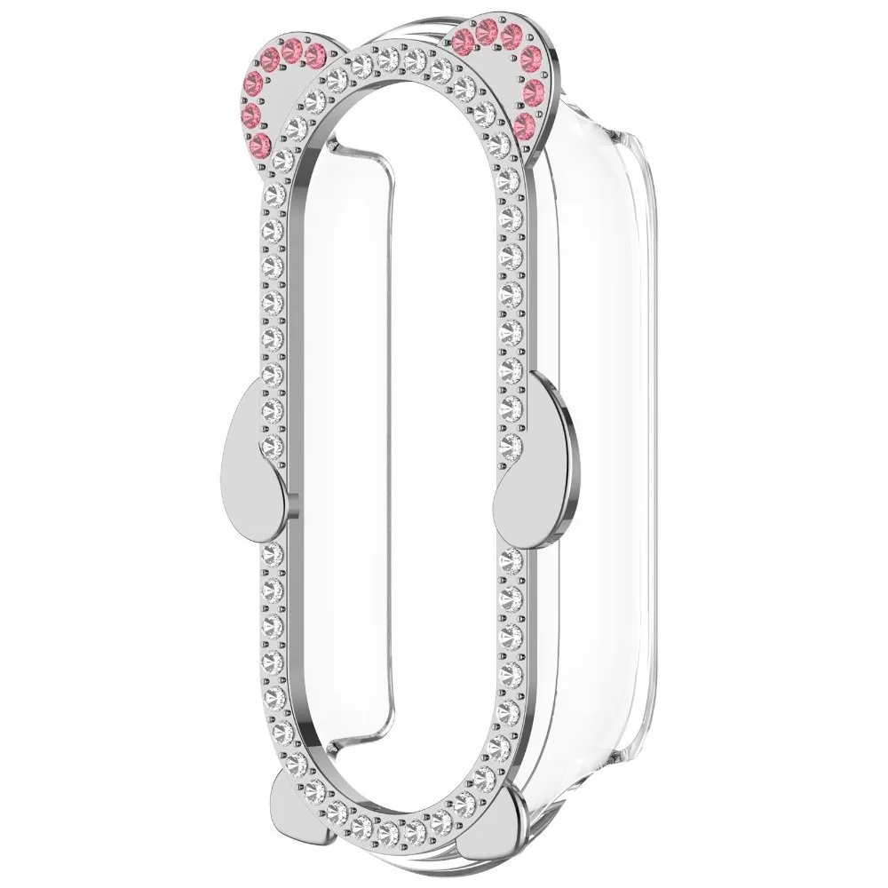 Diamond PC Protective Case Anti-Scratch Bling Decorative Watch Bumper Cute Bear Hollow Screen Protector for Xiaomi Band 8