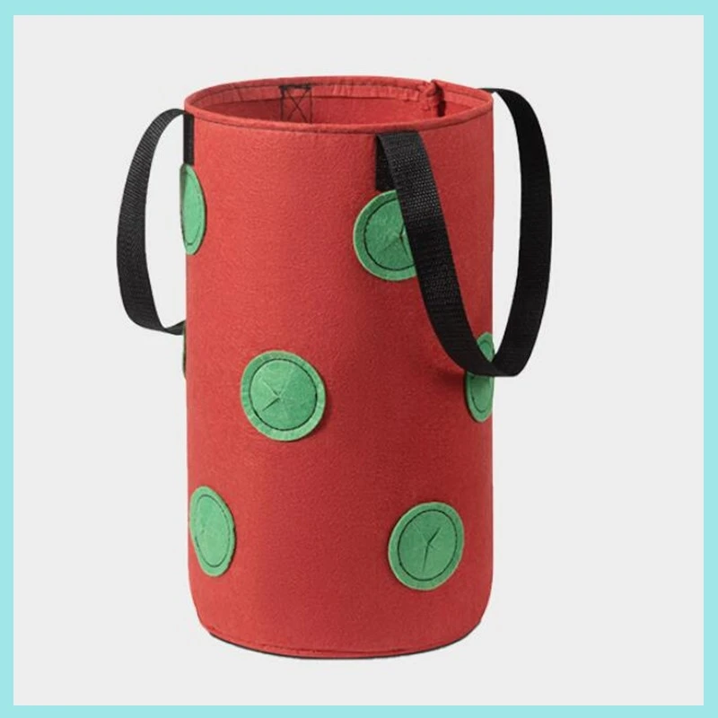 3 Gal 12 Holes Strawberry Grow Pot Bags Plants Flower Tomato Growing Garden Wall Hanging Vegetable Root Planting Reusable Her B2