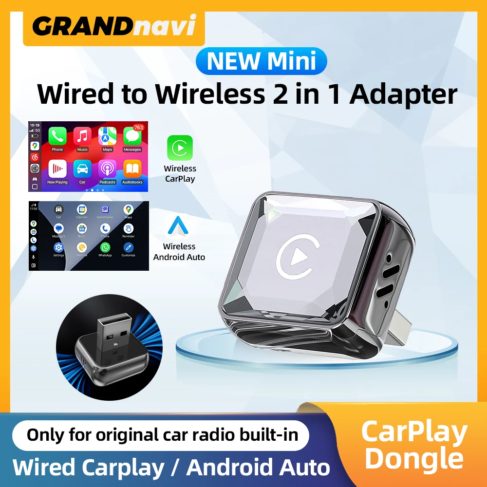 

Беспроводной адаптер 2-в-1 для CarPlay и Android Auto, USB-донгл, Plug & Play, умный модуль для подключения к автомобилю, без задержек, быстрое подключение