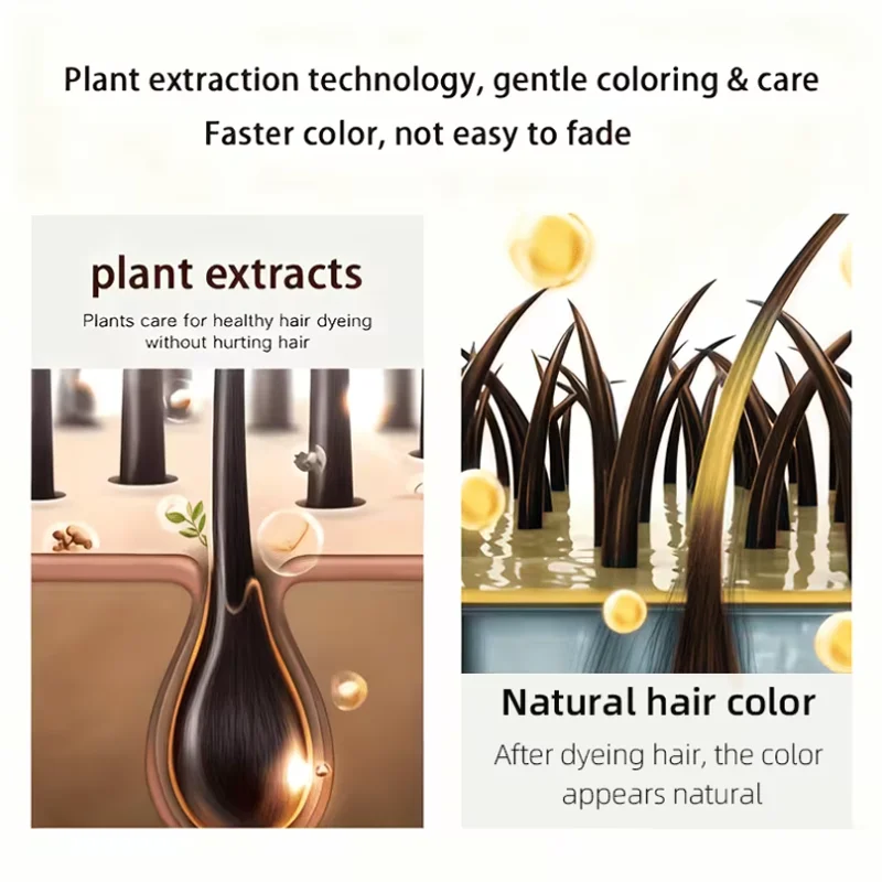 YUITIKUE 7-in-1 Braunhaarfarbe-Shampoo Ginseng Kräuter Sanfte Pflege Langanhaltende Grauabdeckung Feuchtigkeitsspendendes Haarfärbeshampoo 100ml – Detail 8