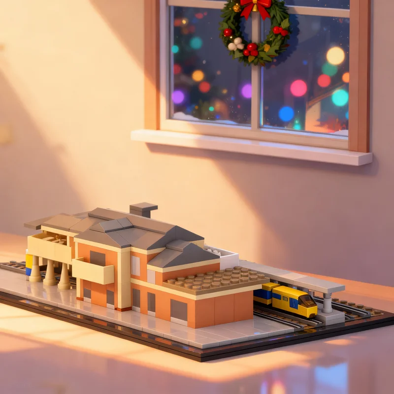 650pcs MOC 스테이션 바른 건축 모델 블록 DIY 창의적 아이디어 장난감 크리스마스 선물 교육용 블록