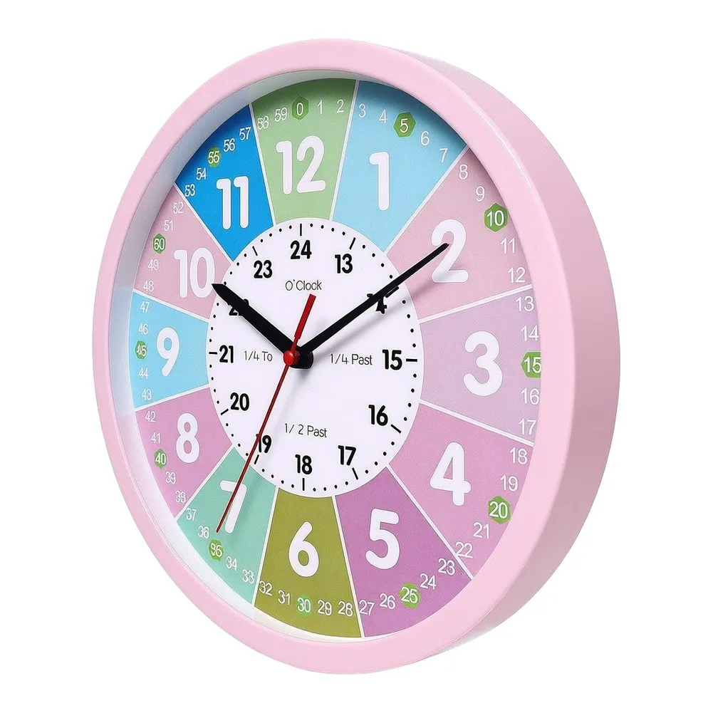 Classroom Time Trainer Learning Clock For Teaching Time Rainbow Colored Sections 24-hour Inner Scale For Classroom Use