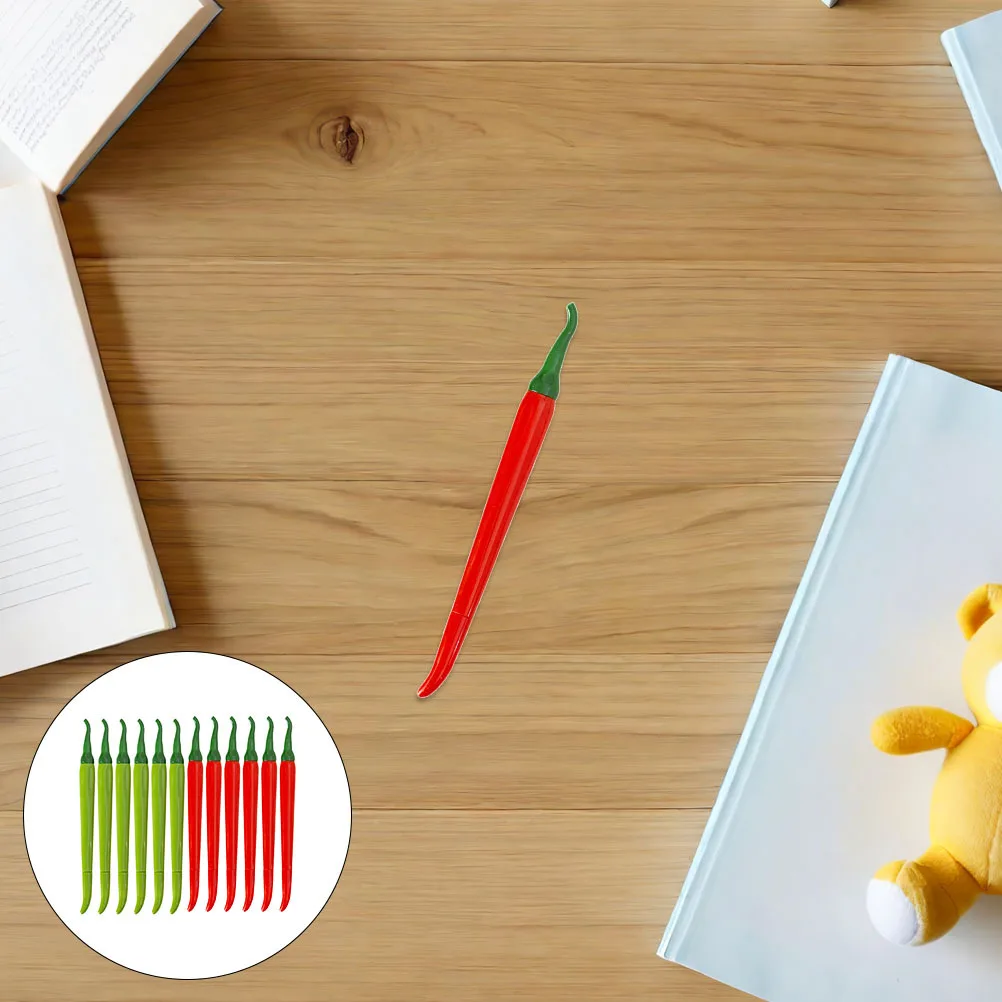 

12pcs Chili Shaped Gel Pen 0.5Mm Fine Tip Smooth Writing Cartoon Stationery Student Journaling Pens Bulk Gift Set