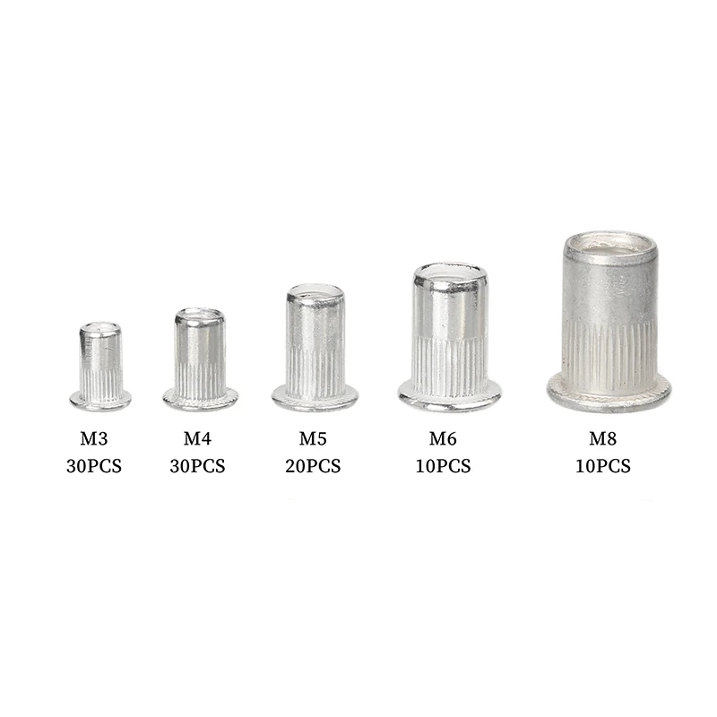 100/90/20pcs Aluminum M3 M4 M5 M6 M8 Rivet Nuts Insert Rivnut Nutsert резьбовые заклепки Flat Head Rivet Nuts Home Improvement