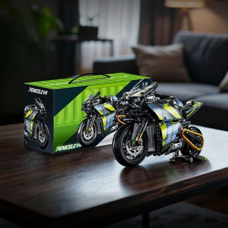 โมเดลรถมอเตอร์ไซค์แข่งทางเทคนิค ชุดตัวต่อรถมอเตอร์ไซค์ชื่อดัง ของตกแต่งโต๊ะทำงาน ยานพาหนะในเมือง ของเล่นเด็ก ของขวัญเทศกาล