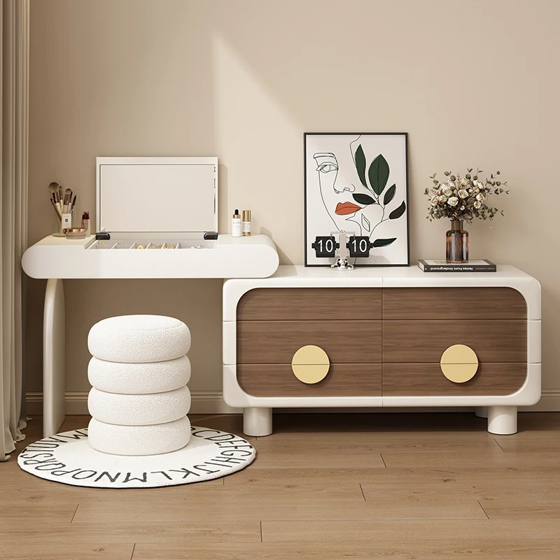 

Girls Natural Dressing Table Wooden Simple Modern Drawers Dressing Table Bedroom Mirror Tocador Maquillaje Rome Furniture