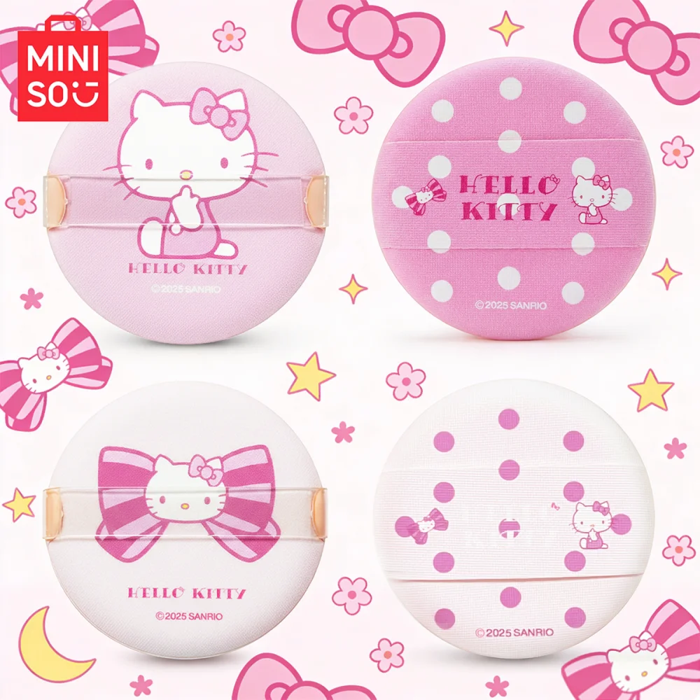 MINISO HelloKitty bouffée cosmétique en coton éponge Super douce coussin d'air bouffées de poudre fond de teint correcteur outils de maquillage sec et humide
