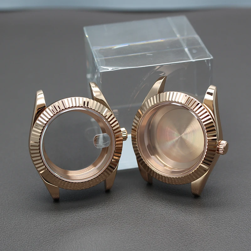 Orologio da uomo in acciaio inossidabile con cassa in oro rosa 36mm 40mm per NH34 NH35 NH36 NH38 movimento 28.5mm quadrante Oyster Perpetual Datejust Parts