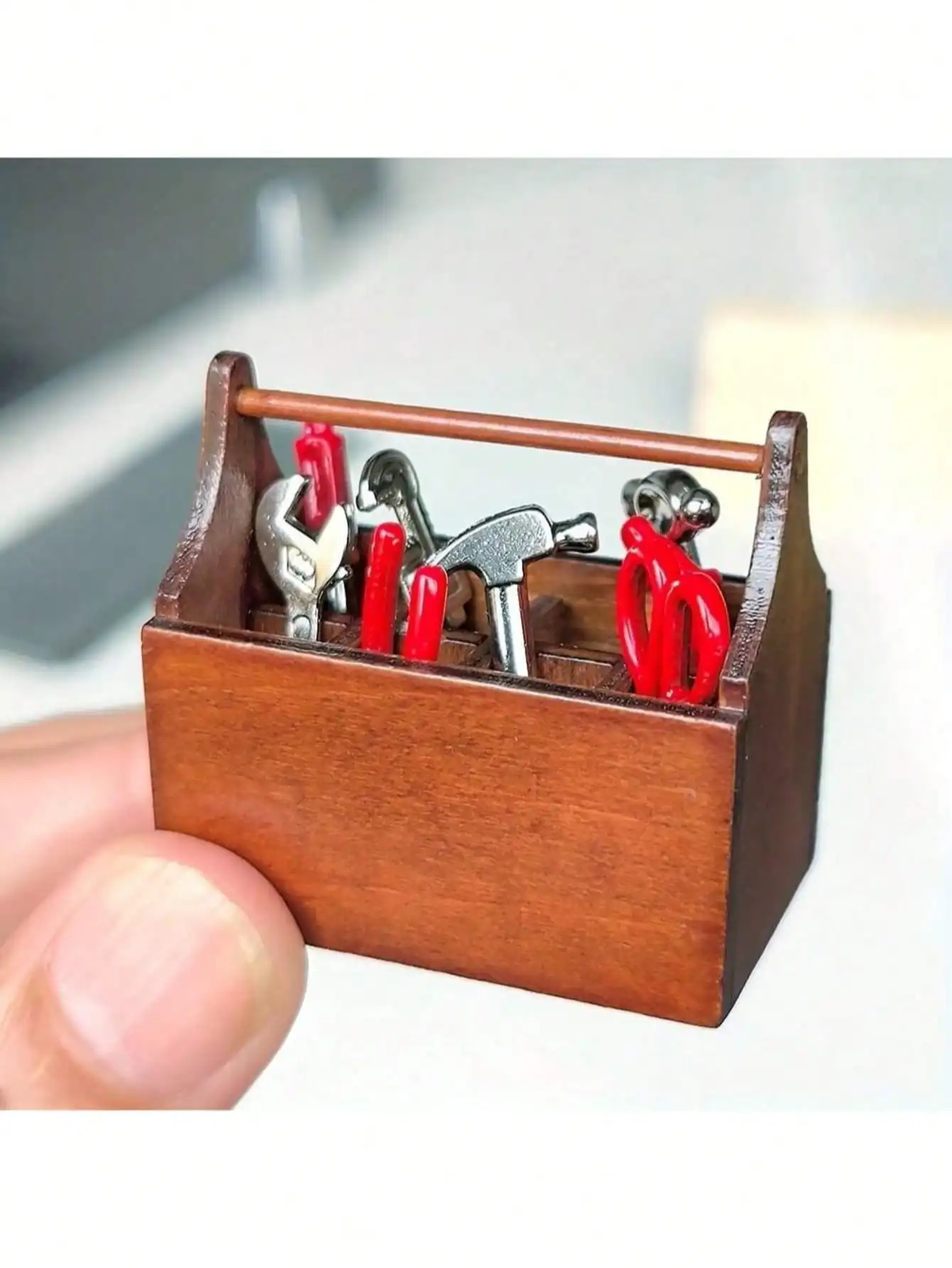 

Dollhouse accessory repair tools, micro 8-piece miniature alloy tool set, miniature scene repair tool model.