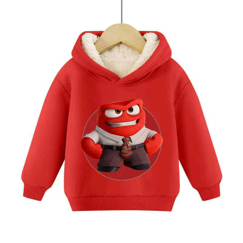 Inside Out 2 Hoodies Kids Disney Anime Anxiety Anger Sweatshirt Girls Boys Winter Thickening Pullover Warm Clothes Children Gift