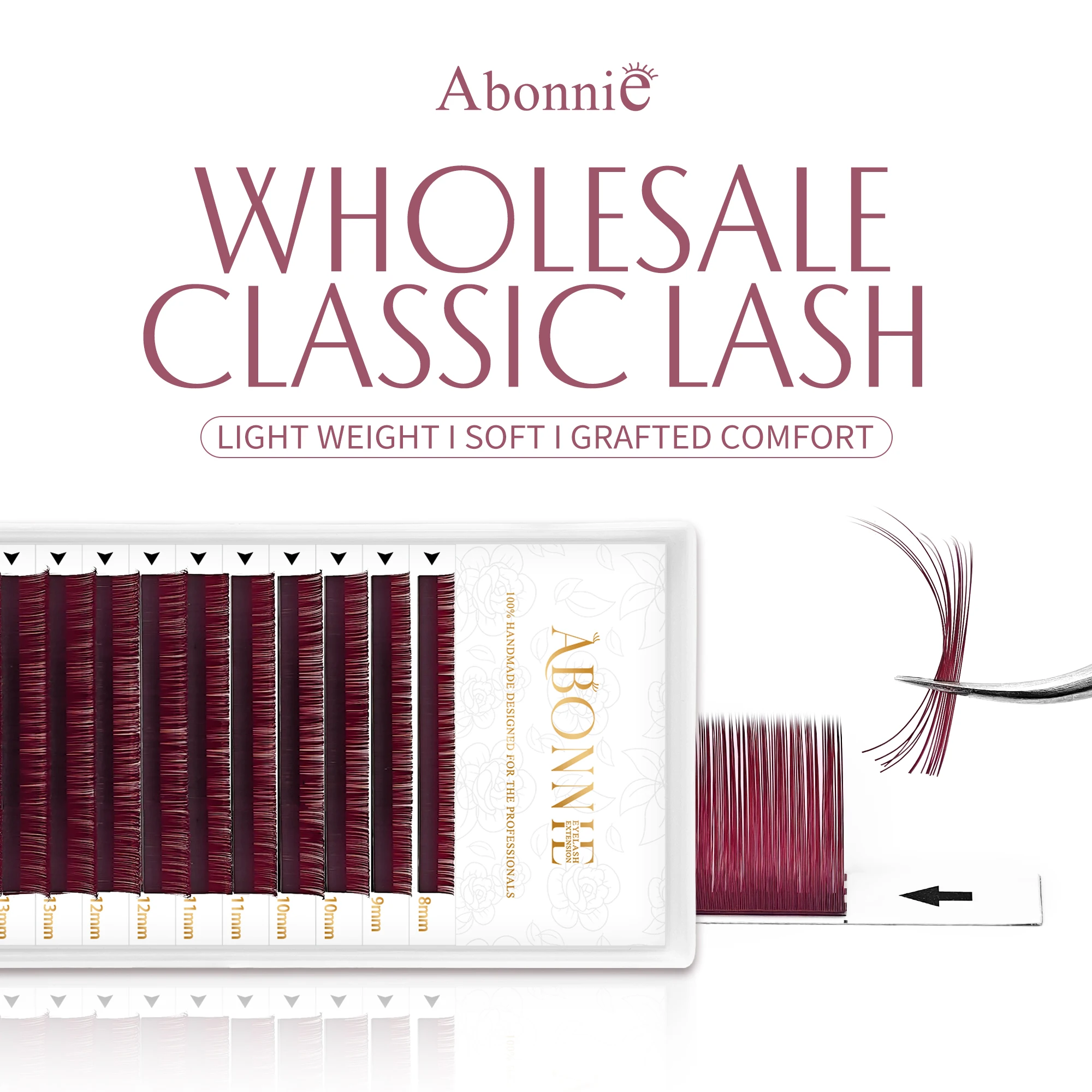 

Abonnie 8-15mm Burgundy Matte Volume Eyelashes Extensions classic Individual Lashes Fluffy False Eyelashes for Eye Beauty