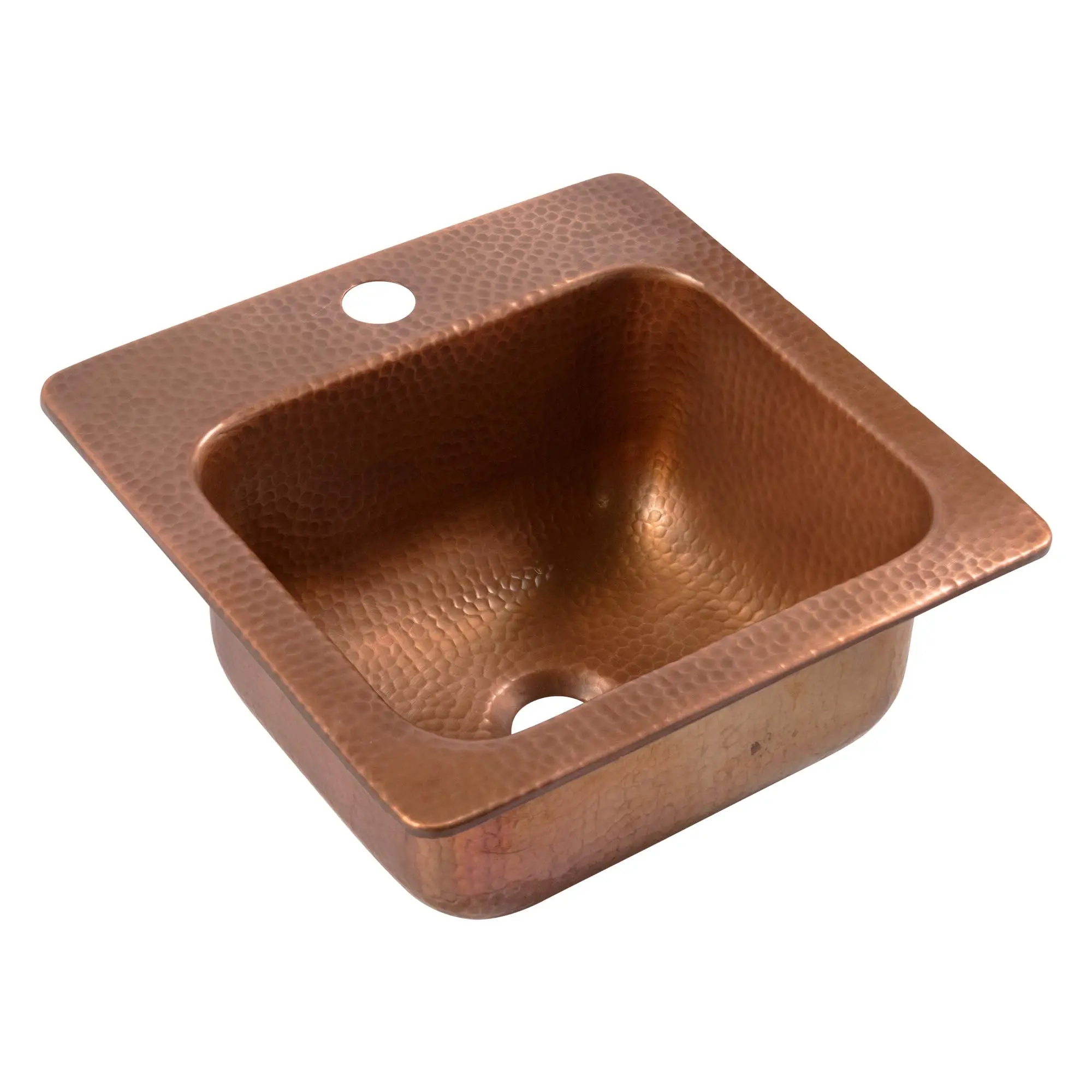 Angelico 15 in Antique Copper Drop-In Bar Sink, Single Bowl