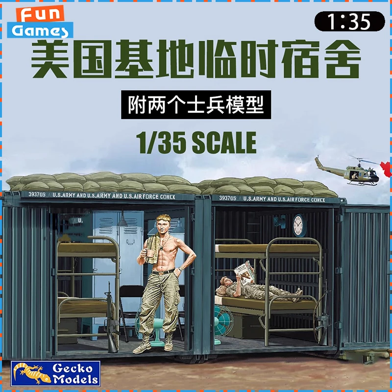 

New GECKO MODELS 1/35 Temporary Dormitory of American Army Base during Vietnam War Model 35GM0116 Uncolored Collect Custom Gift