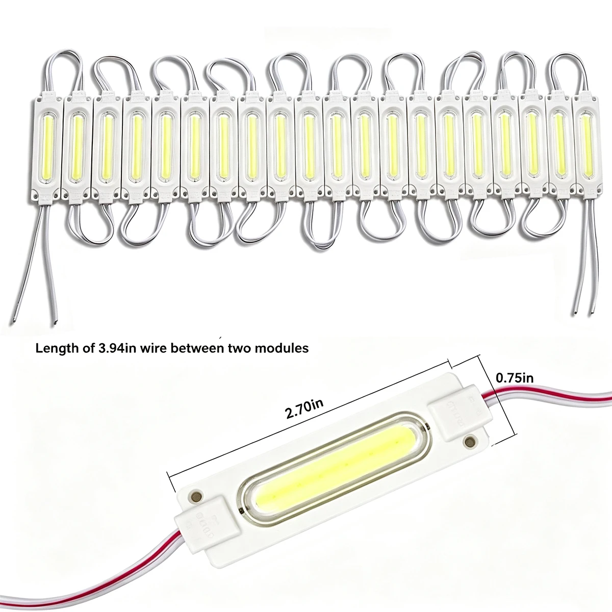 20Pcs COB LED Module DC12V 2W IP68 Waterproof Injection Molding Light Modules for Channel Letter Advertising Sign Backlight