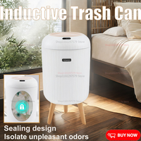 2025 Smart 10L Touchless Trash Can Automatic Sensing Open Covered Bathroom Kitchen Waste Bin No Touch Trash Can with Canned Bag.