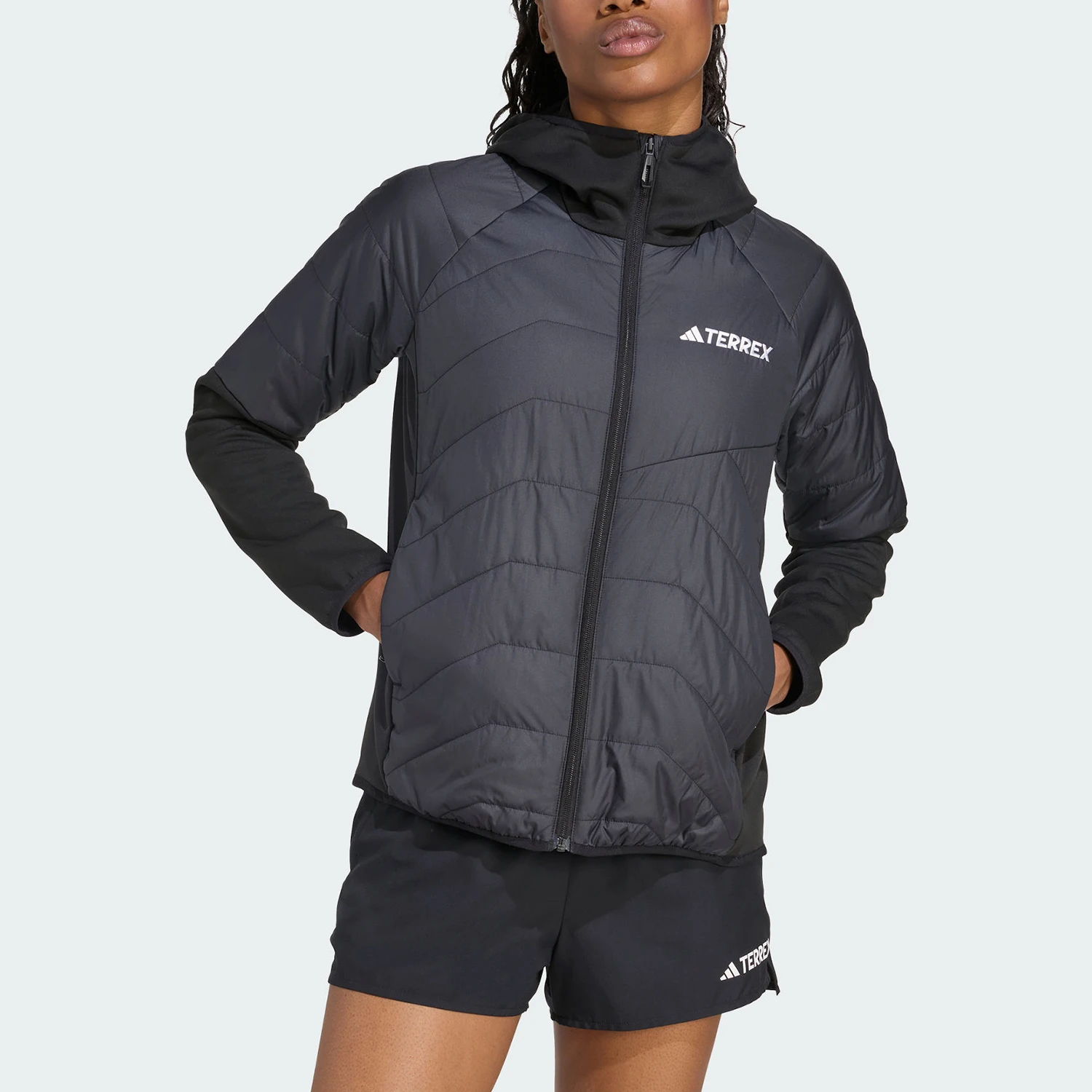 Adidas genuine women's outdoor warm and plush spliced cotton clothing JC5180