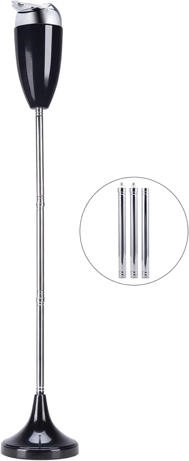 

Adjustable Smokeless Ashtray with Lid, Windproof for Indoor Outdoor Use in Black, 3 Height Options