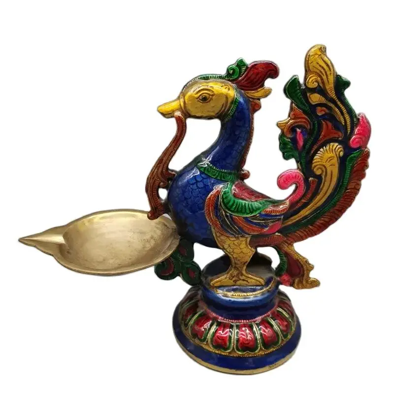 

Chinese Treasure Old Collection Pure Copper Cloisonne Phoenix Bird Zun Oil Lamp Type